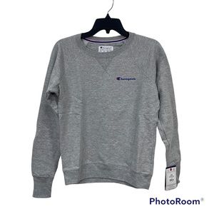 Champion power blend classic crew neck pullover sweatshirt oxford gray size XS